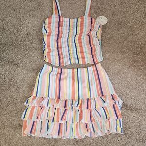 Colorful Striped Ladies Skirt Set